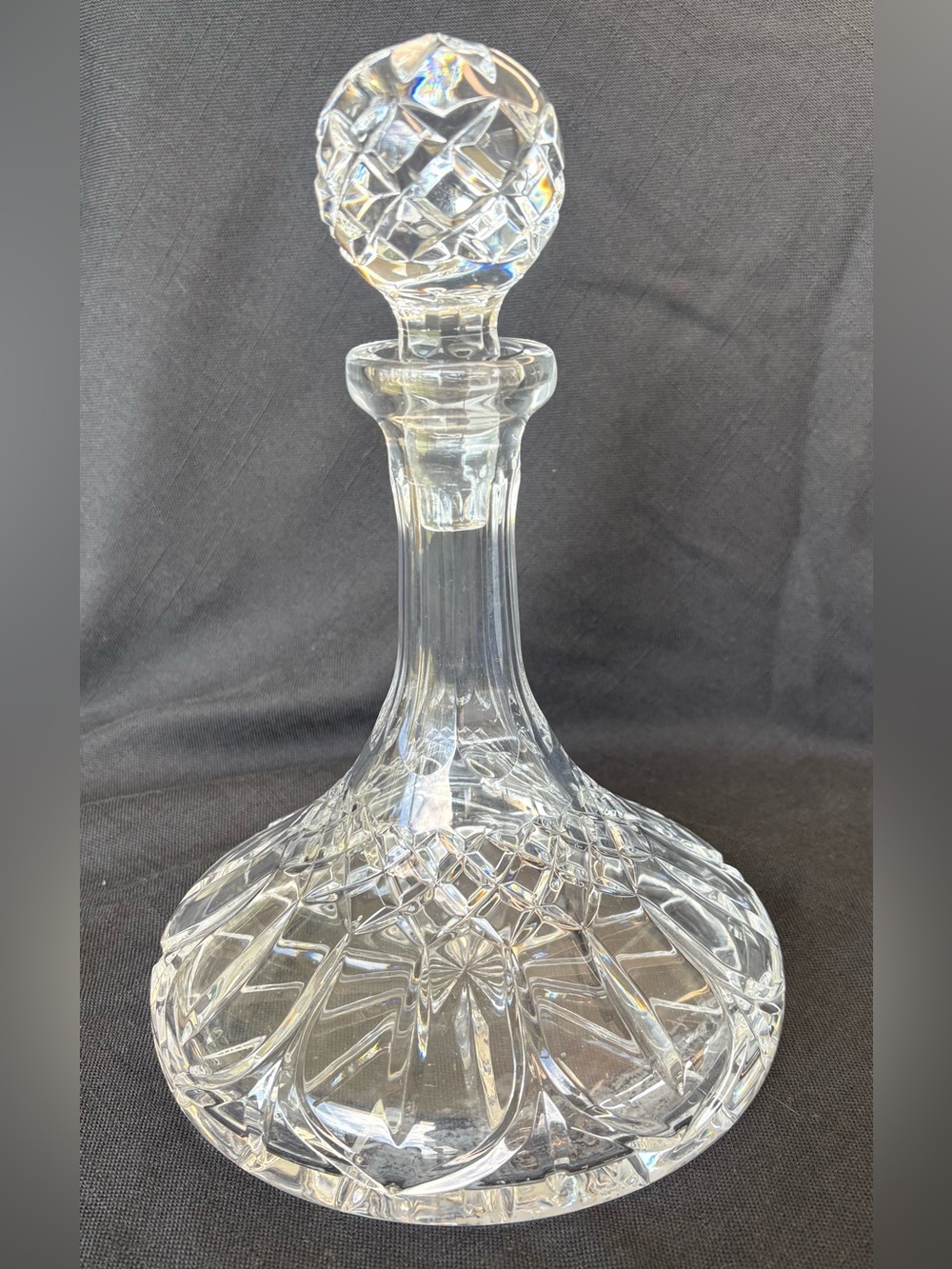 Source Unknown Clear Cut Crystal Glass ships Decanter with Stopper